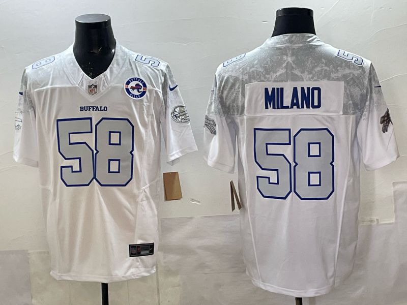 Men 2025 Buffalo Bills #58 Milano white 5th generation Throwback Nike Limited NFL Jersey style 008